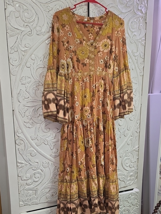 Spell Dresses & Skirts - S Spell Buttercup Gown Rust Floral Boho Tiered Maxi Dress NWOT